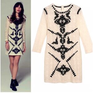 Maje Elegant Lace Dress with Black Embroidery